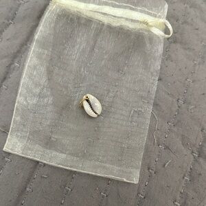 Gold and White Cowrie Shell Pendant